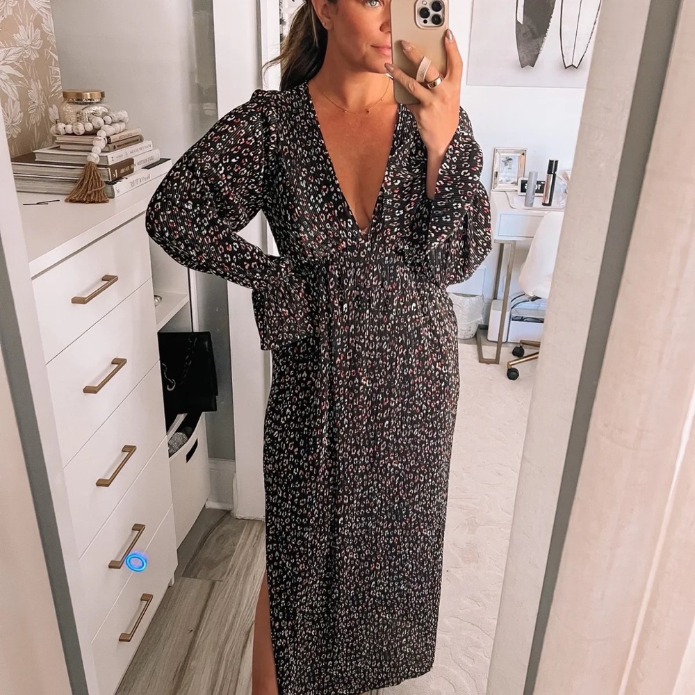 BuddyLove Evie Gemstone Multicolored Leopard Print Maxi Dress Sz L NWT